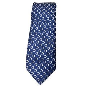 Ted Baker London Necktie 100% Silk Blue White Polka Dot Designer Tie Modern
